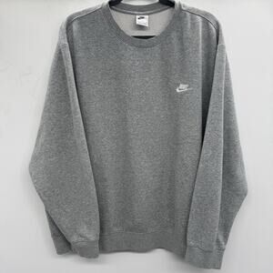 Nike Sportswear Club Fleece Crew Neck Sweatshirt Men's XXL Gray Long Sleeve **
